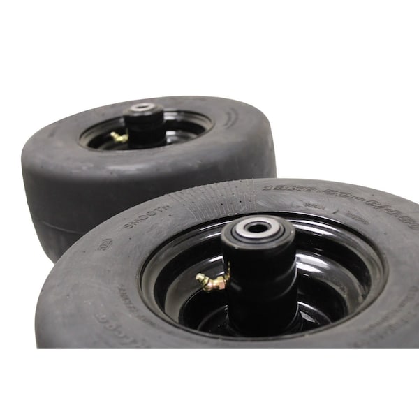 Antego Single 13x6.50-6 Semi-Pneumatic Flat Free Smooth with 6x4.5 Black Wheel Assembly A64516800918SPS136506 - main