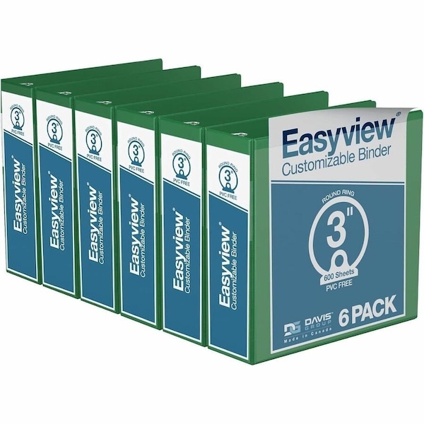 Davis Group Easyview Premium, Round Ring, Customizable, View Binder, (Green, 3"), PK6 8414-04-06 - main