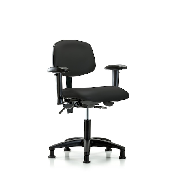 Blue Ridge Ergonomics Desk Chair Desk Chair, Vinyl, AA Glides, Blk, Adjustable Arms, 18" to 23" Height, Vinyl, Black BR-VDHCH-RG-T0-A1-RG-8540 - main