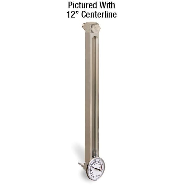 Oil-Rite Aluminum Liquid Gauge w/Dial Thermometer w/13in. to 24in. Centerline - 15in., 1/2in.-20 w/Nuts B3540-21500BB1W - main