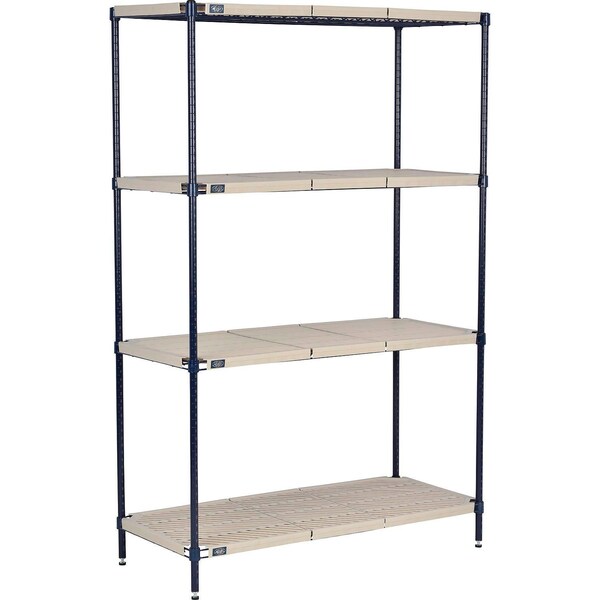 Global Industrial Nexel Nexelite 4 Shelf, Vented Plastic Mat Shelving Unit, Starter, 48"W x 21"D x 63"H 331484N - main