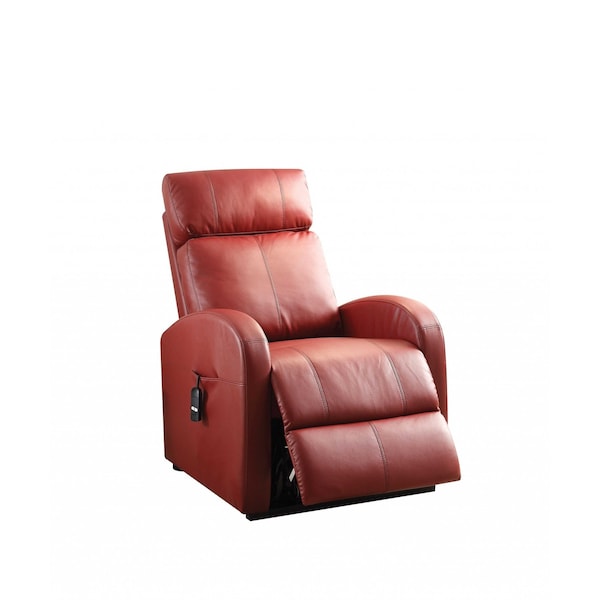 Homeroots 28" Red Tufted Faux Leather Power Lift Assist Recliner 285713 - main
