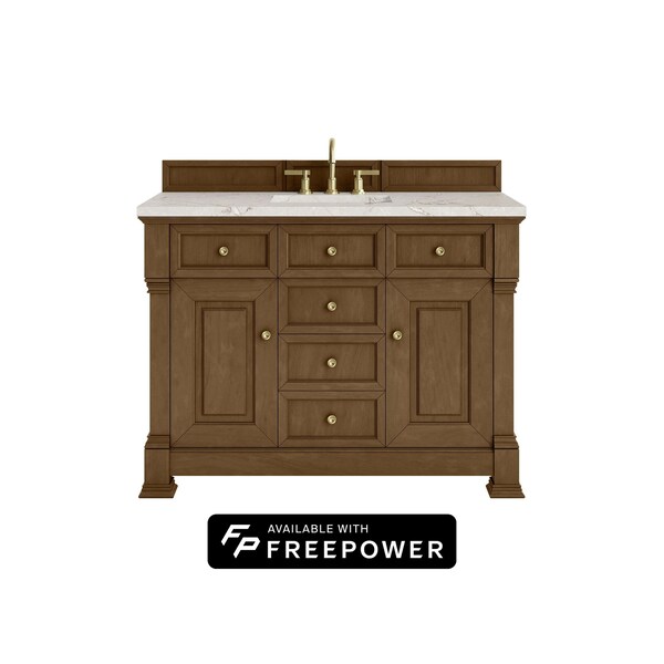 James Martin Vanities Brookfield 48 in. Single Vanity, Honey Oak w/ 3 CM Victorian Silver Silestone Top 547-V48-HNO-FVSL - main