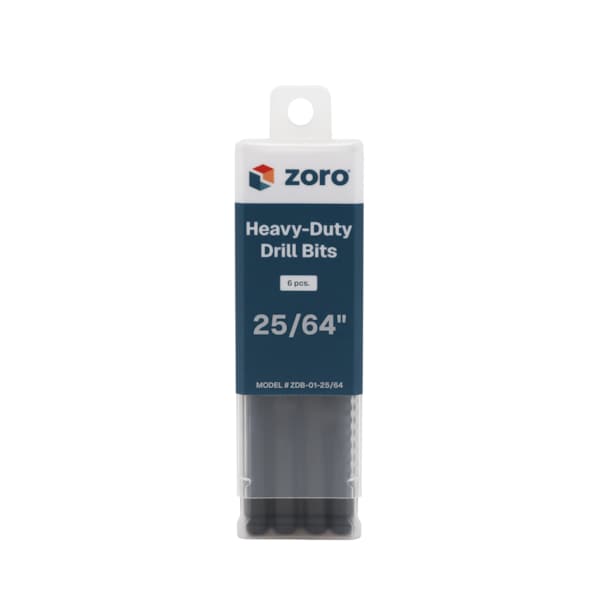Zoro 25/64" Drill Bit, Heavy-Duty M2-Premium HSS Jobber Length Split Point Black/Gold Finish ZDB-01-25/64 - main