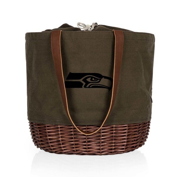 Picnic Time Family Of Brands NFL Seattle Seahawks - Coronado Canvas and Willow Basket Tote 203-00-140-284-2 - main