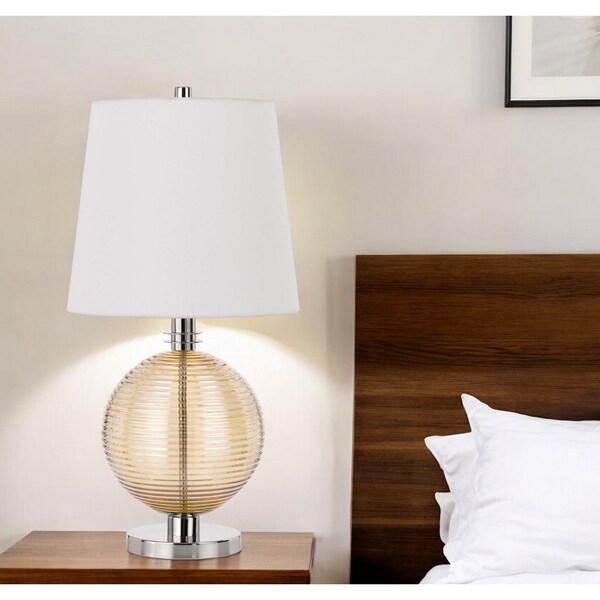 Homeroots 28" Nickel Metal Globe Table Lamp With White Empire Shade 524723 - main