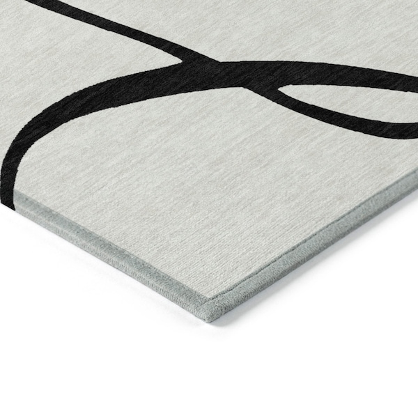 Homeroots 10' X 14' White And Black Abstract Washable Indoor Outdoor Area Rug 597534 - main