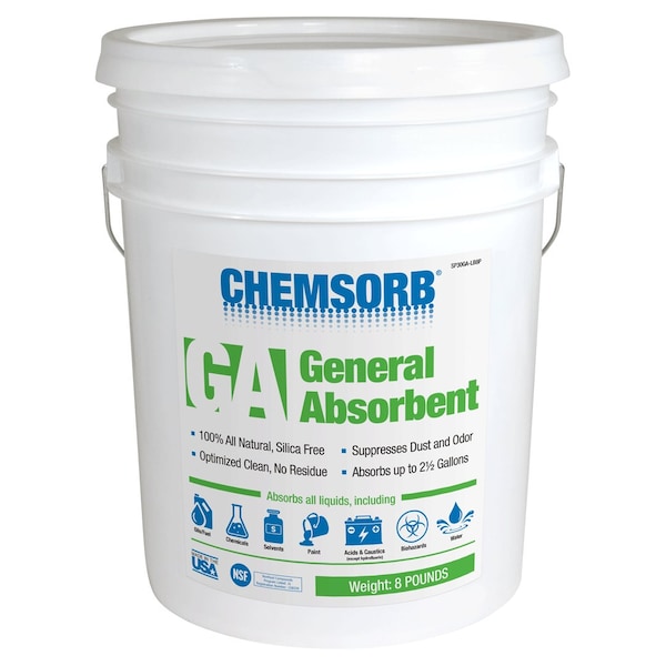 Chemsorb Granular Sorbent, Perlite, 2 1/2 gal Volume Absorbed per Pkg., 9 lb lb, Pail, J1 SP30GA-LB8P - main