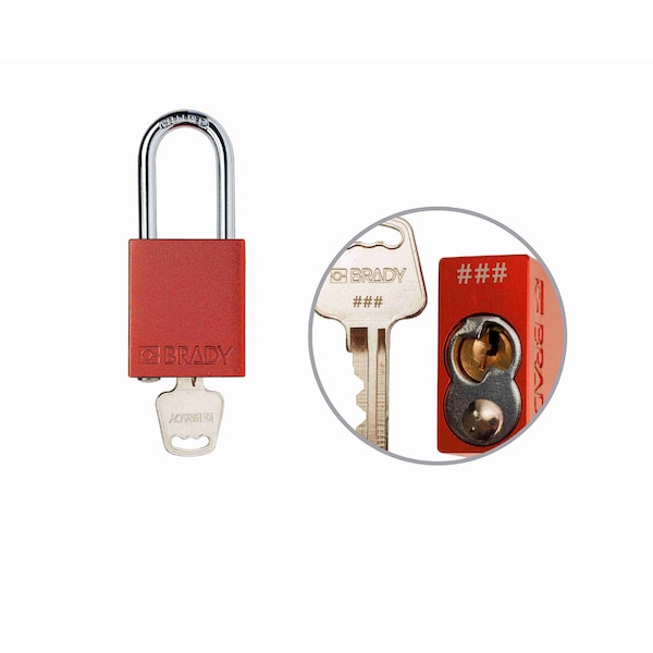 Brady Padlock Alum RED 1.5in Steel KeyCode46 SDAL-RED-38ST-046 - main