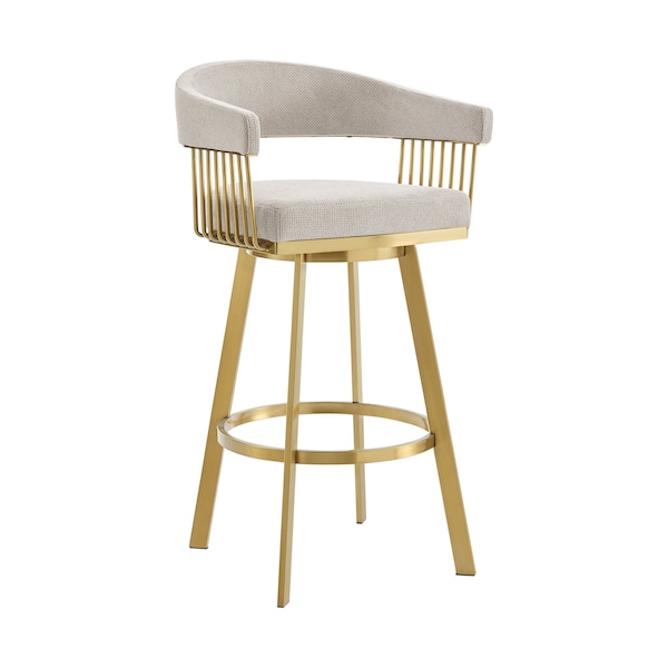 Armen Living Chelsea 26in Swivel Counter Stool with Gold Brushed Stainless Steel and Taupe Fabric LCCSBABGLTP26 - main