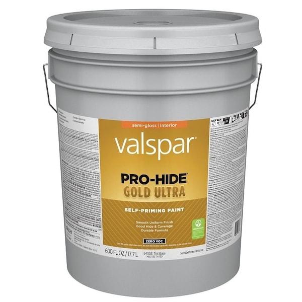 Valspar Pro-Hide Gold Ultra 6400 Latex Paint, Acrylic Base, Semi-Gloss Sheen, Tint White, 5 gal 028.0064003.008 - main