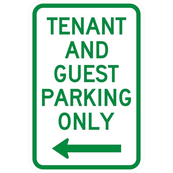Lyle Tenant and Guest Parking Only with left arrow, 12x18, Diamond Grade, White G-2801-DG_12x18 - main