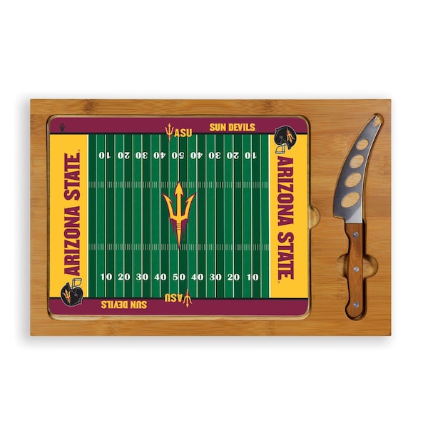 Picnic Time Family Of Brands NCAA Arizona State Sun Devils Icon Glass Top Cutting Board & Knife Set 910-00-505-024-0 - main