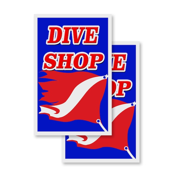 Signmission Dive Shop, Vinyl Decals Only 24 Inch x 36 Inch, Vinyl Decal, 2PK DSB-2436-2PACK-Dive Shop - main