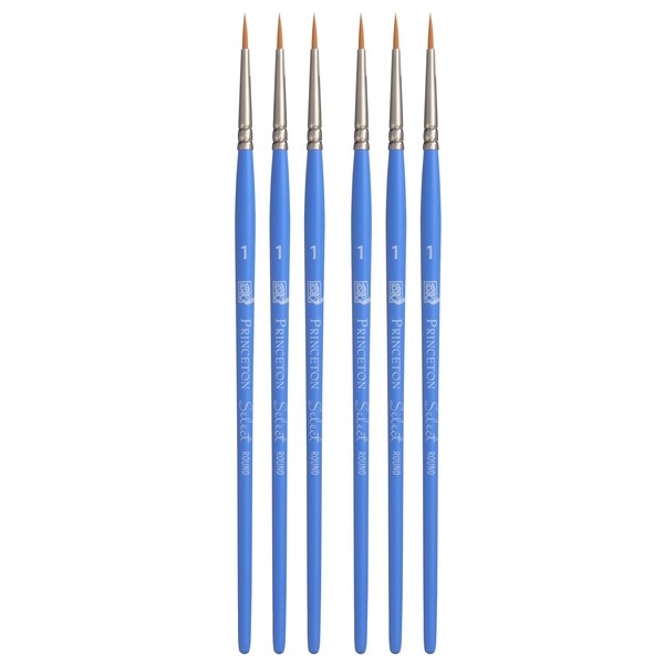 Princeton Select Artiste Round Brush, Synthetic Bristles, Short Handle Mixed Media Paintbrush, Size 1, 6PK P3750R1 - main