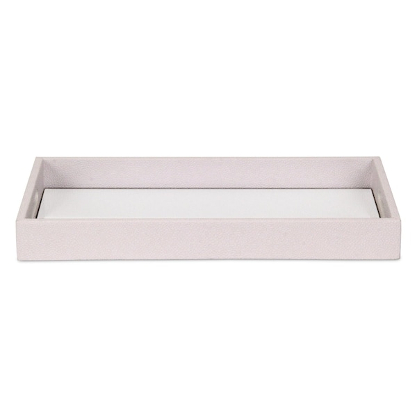 Homeroots 16in White Shagreen and Mirror Tray 401786 - main