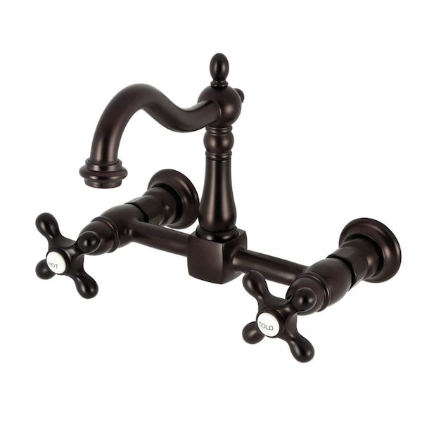 Kingston Brass Two-Handle Wall Mount Bridge Kitchen Faucet, Oil Rubbed Bronze KS1265AX - main