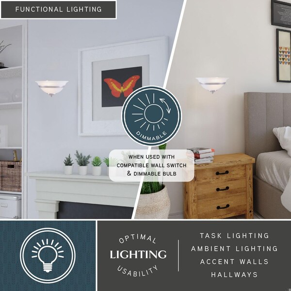 Vaxcel Da Vinci 1 Light Brushed Nickel Half Moon Wall Sconce White Glass WS8171BN - main