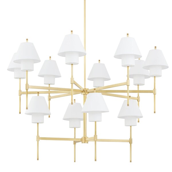 Hudson Valley Lighting Pembrooke & Ives X Glenmoore 12 Light Chandelier 48.5 In. Aged Brass PI1899812-AGB - main
