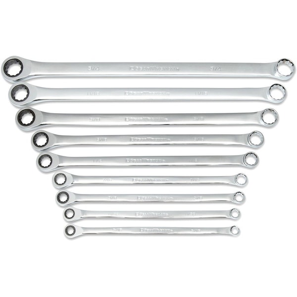 Gearwrench 9 Piece 72-Tooth 12 Point XL GearBox Double Box Ratcheting SAE Wrench Set 85998 - main