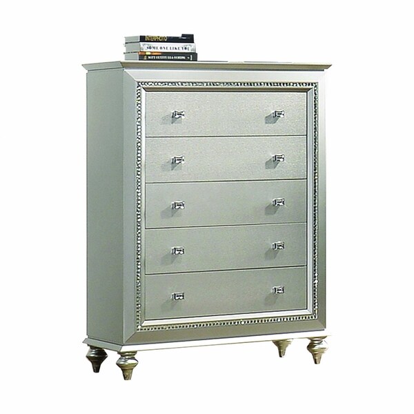 Homeroots 18" Champagne Five Drawer Standard Chest 347172 - main