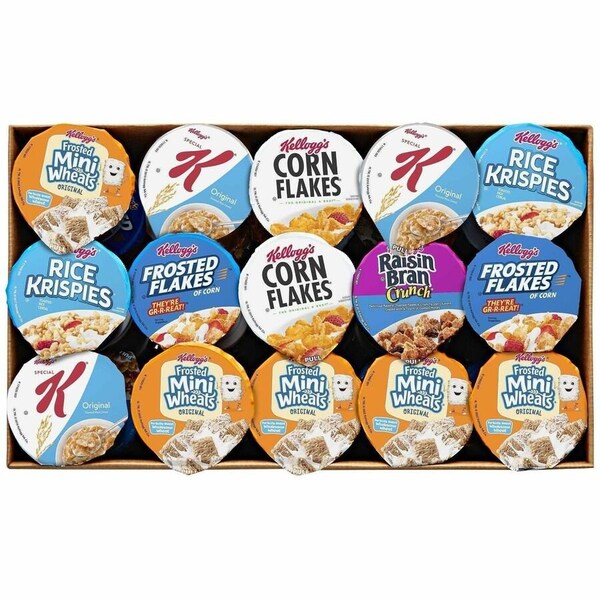 Kelloggs Breakfast Cereal - Single Serve, Classic Assortment, 2.1 oz Cup, 60PK KEL12609 - main