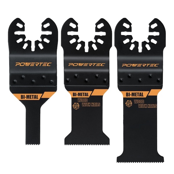 Powertec Oscillating Tool Blade 3pc Set - Bi-Metal Multitool Blades for Fast Wood Cutting 14502 - main
