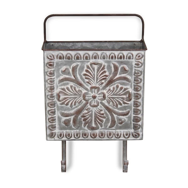 Homeroots 8" Brown Rust And Silver Metal Cube or Bin 487930 - main