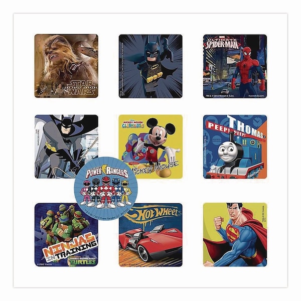 Smilemakers Cars, Trucks and Heroes Sticker Sampler Pack, Randomly Assorted Illustrations and Colors, 1000PK BOY-B - main