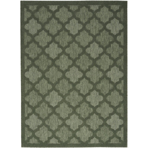 Homeroots 4' X 6' Dark Green And Light Green Trellis Indoor Outdoor Area Rug 545555 - main