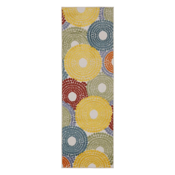Homeroots 6' Blue Yellow Blue Red And Green Medallion Indoor Outdoor Area Rug 556300 - main