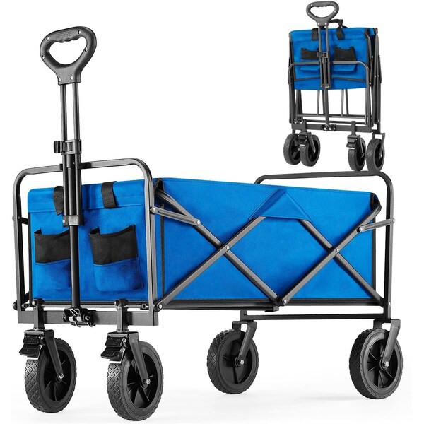 Healsmart 330LBS Collapsible Foldable Wagon Cart, Large Capacity Garden Beach Cart with All-Terrain 3A88GLCARTGARDEN330BLU - main