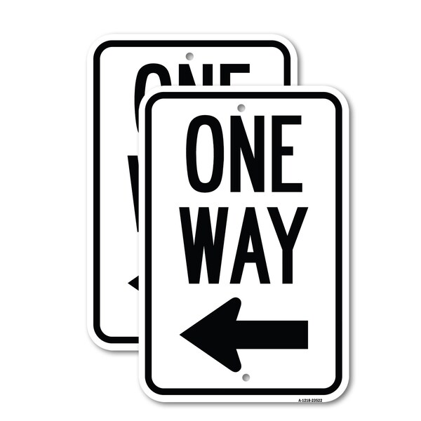 Signmission One Way Sign Left Arrow, 18'' X 24'' 2 Signs, Heavy Gauge Aluminum, 2PK A-1824-2PACK-23522 - main