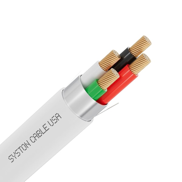 Syston Cable Technology 22/4 Alarm Control Cable Wire, 100% Stranded Copper, Plenum CMP Shielded, Low Voltage, ETL, 100 ft 5318-100WH - main