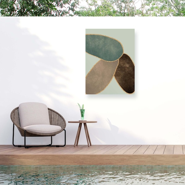 Trademark Fine Art Outdoor Canvas Art Bilge Paksoylu 'Abstract Circles With Gold 3' Wall Art for Patios, or Gardens 1X28741-OC2432WR - main