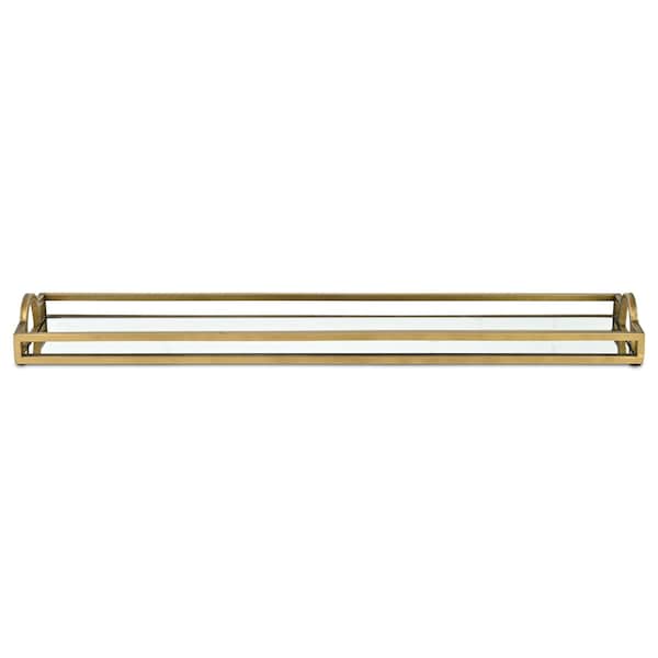 Homeroots 32in Gold Mirrored Glass Handmade Vanity Tray With Handles 713541 - main