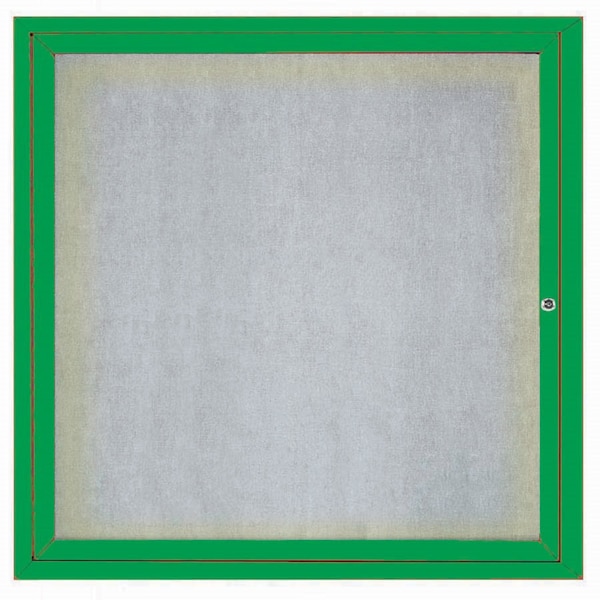 Aarco Outdoor Illuminated Enclosed Bulletin Board w/ Al Frame, Powder Coated Green, 36''Hx36''W ODCC3636RIG - main