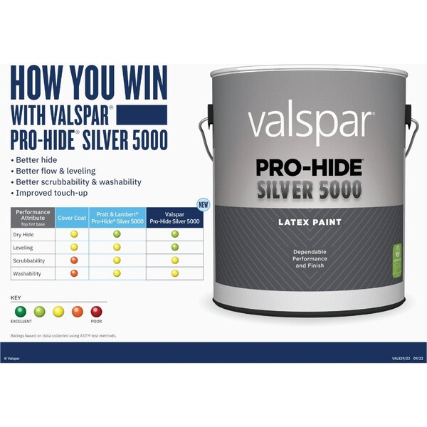Valspar Pro-Hide Silver 5000 Latex Eggshell Interior Wall Paint Pastel Base 5 Gal. 028.0072002.008 - main