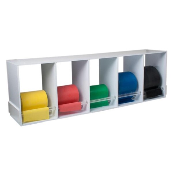 Cando International Cando Dispens Wood Exercise Band Rack with 5 x 50 Yard Low Powder Set - 5 Roll 1216168 - main