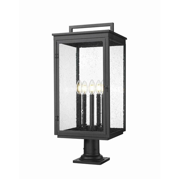 Z-Lite Hartwell 5-Light Outdoor Pier Mounted Fixture, 12 in W x 28.75 H, Sand Black 5019PHXLR-533PM-BK - main