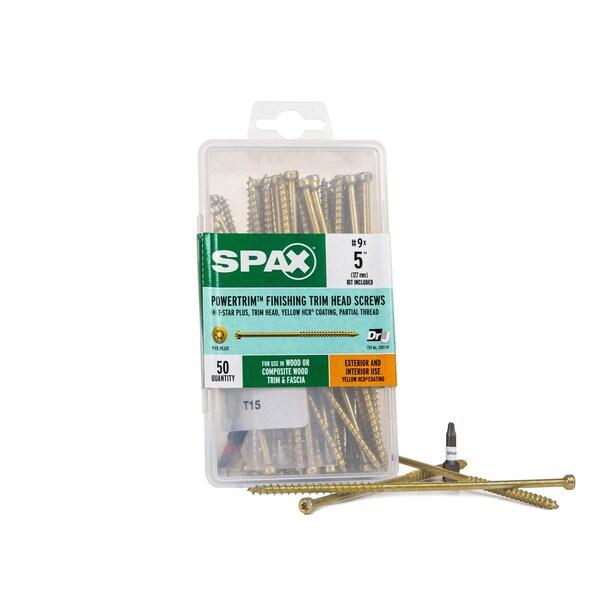 Spax #9 x 5 in Exterior / Interior Finish Partial Thread Powertrim Trim Head T-Star Plus, 50PK 42318704512768 - main