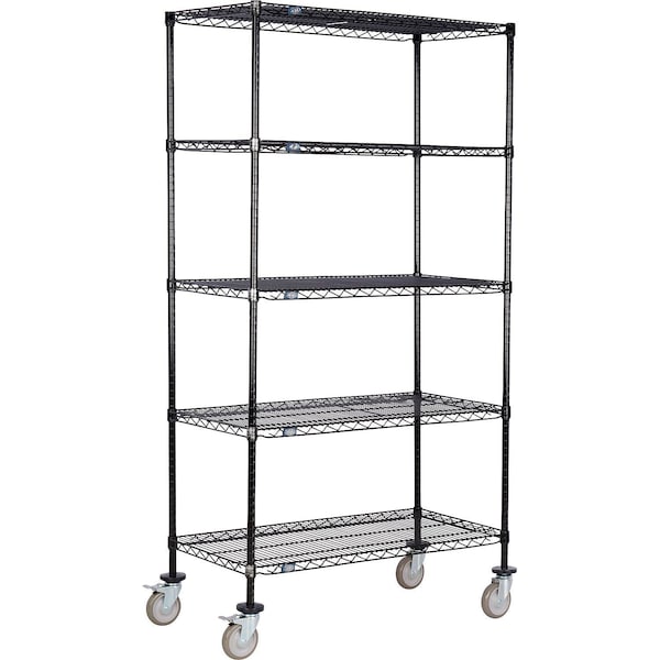 Global Industrial Nexel 5 Shelf Truck, Black Epoxy, 30"W x 24"D x 60"H, Polyurethane Swivel Casters, 2 Brakes B3157019 - main