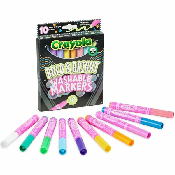 Crayola Broad Line Markers, Bold & Bright, For Dark Paper, 10PK 587735 - main