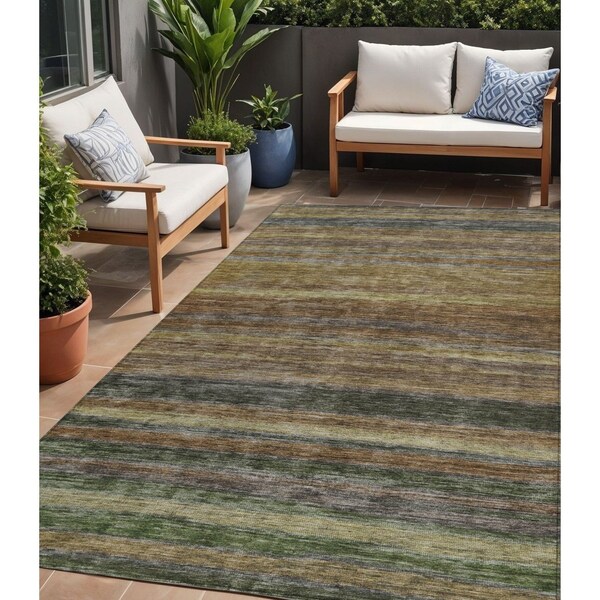Homeroots 5' X 8' Brown And Gray Striped Washable Indoor Outdoor Area Rug 615831 - main