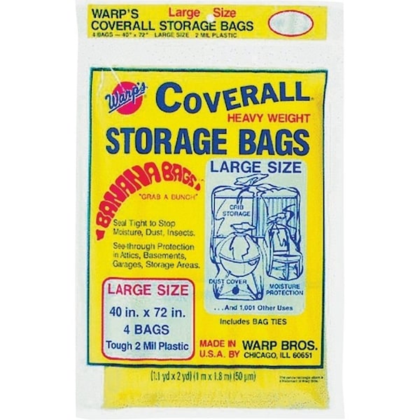 Warps Wrap's Banana Bags Storage Bag, L, Plastic, Yellow, 40 in L, 72 in W, 2 mil Thick CB-40 - main