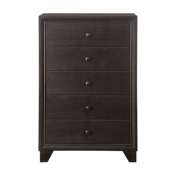 Homeroots 31" Espresso Solid Wood Five Drawer Dresser 286549 - main