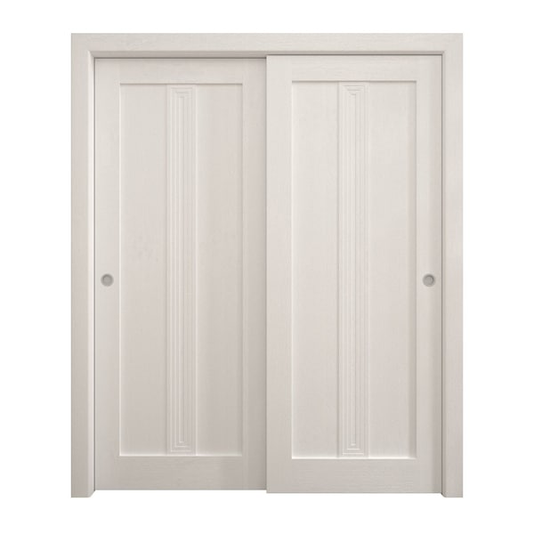 Sartodoors Sliding Closet Bypass Doors 36 x 80 inches, Ego 5006 Painted White Oak, Rails Hardware Set, Wood EGO5006DBD-PWO-36 - main