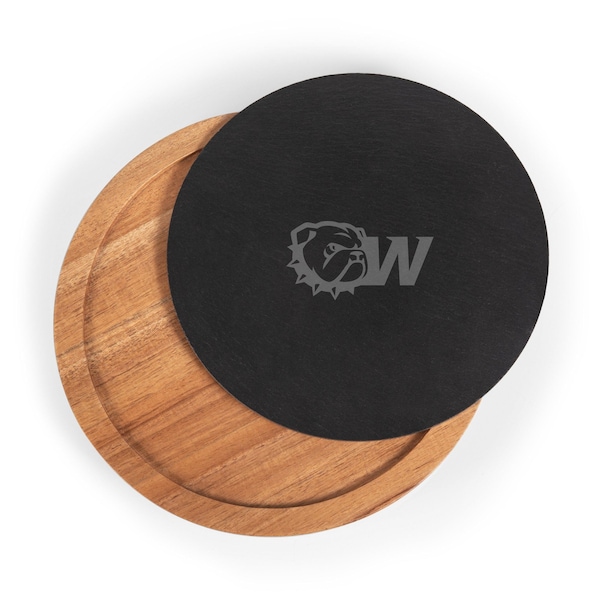 Picnic Time Family Of Brands NCAA Wingate University Bulldogs Insignia Acacia and Slate Cheese Board & Knife Set 959-00-512-183-1 - main