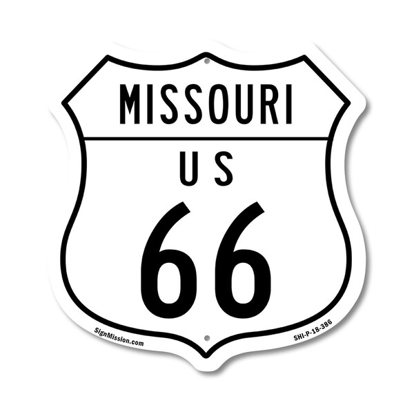 Signmission Missouri Route Marker Shield Sign Us 66, 18 Inch X 18 Inch, Plastic Sign SHI-P-18-386 - main