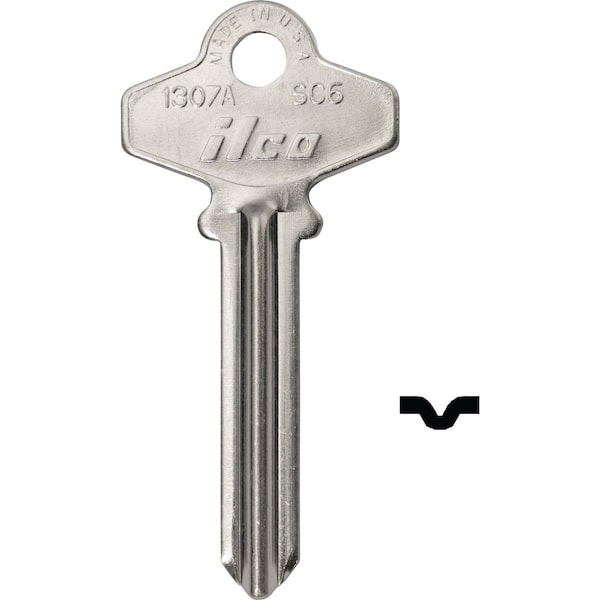 Ilco Schlage Nickel Plated House Key SC6 / 1307A, 10PK IAL3328100B - main